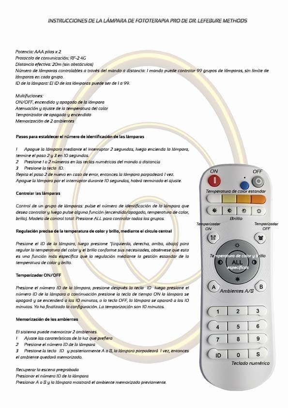Control a distancia de la lámpara de fototerapia